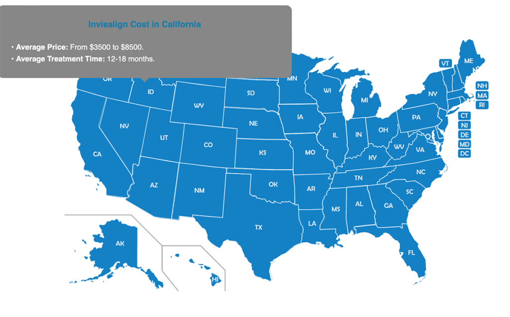 invisalign cost in california example